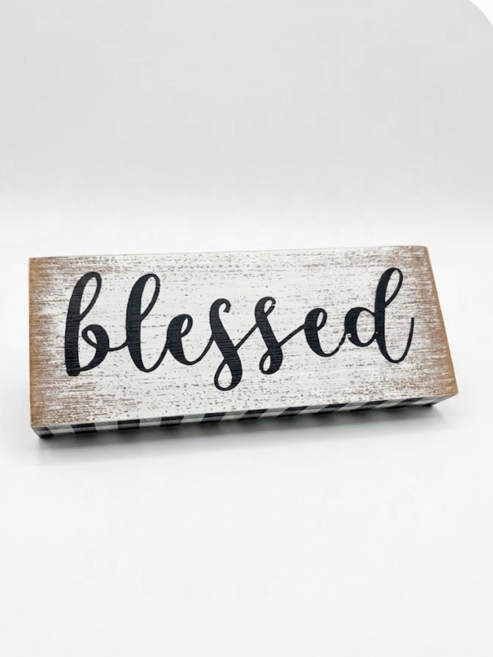 Robert Stanley ⚜️🖤⚜️ BLESSED Wooden Buffalo Plaid Tiered Tray Decor Wall Art